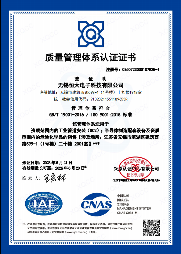 quality management system certification