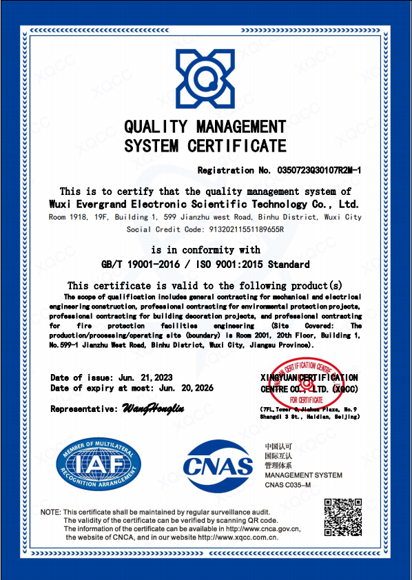 Quality Management System Certification Certificate (2)