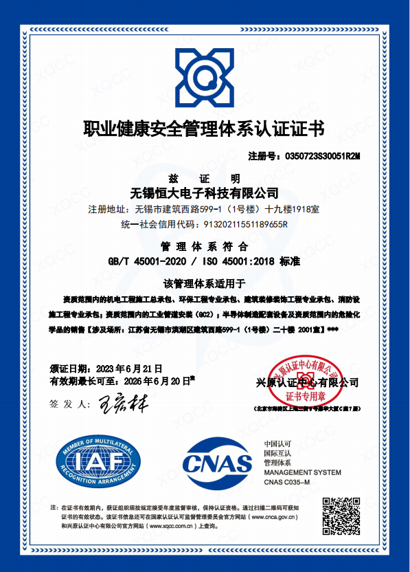 Occupational Health and Safety Management System Certification